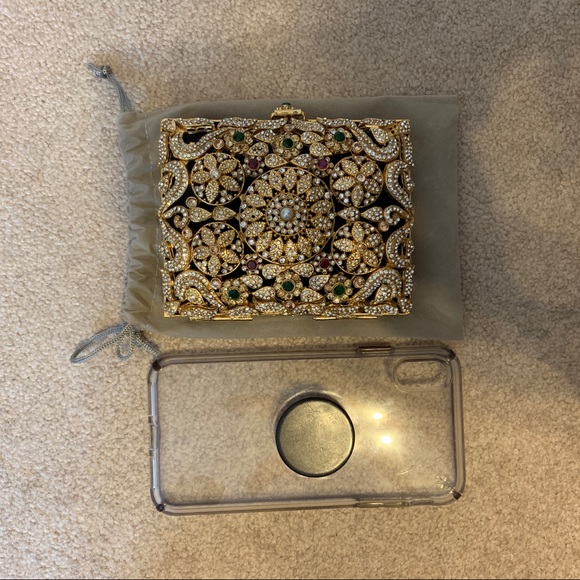 Handmade stone and pearl mini fancy clutch - Picture 4 of 5